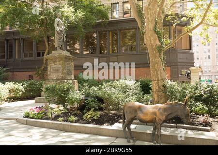 A statue of Josiah Quincy III by Thomas Ball (sometimes called Josiah Quincy) is installed outside Boston's Old City Hall, in the U.S. state of Massac Stock Photo