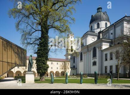 Furtwaenglerpark with collegiate church, Salzburg, Austria Stock Photo