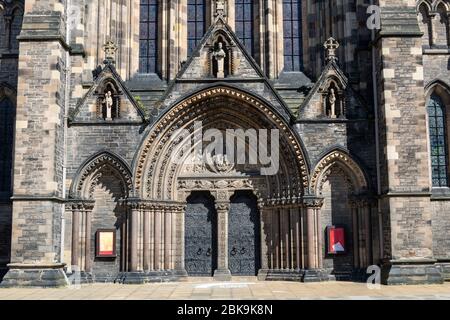 Main entrance to St Mary’s Cathedral (Episcopal) on Palmerston Place in the West End of Edinburgh, Scotland, United Kingdom Stock Photo