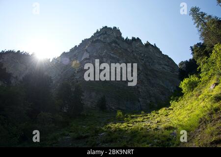 Das Hintere Lauterbrunnental im Berner Oberland, eines der grössten Naturschutzgebiete im Alpenraum Stock Photo