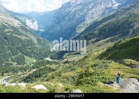 Das Hintere Lauterbrunnental im Berner Oberland, eines der grössten Naturschutzgebiete im Alpenraum Stock Photo