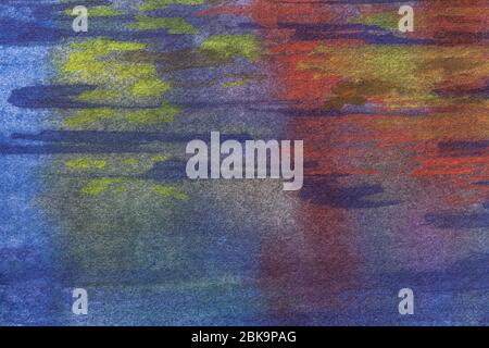 Abstract art background dark navy blue and red colors. Watercolor painting on canvas with purple soft gradient. Fragment of artwork on paper with wave Stock Photo