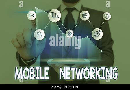 Handwriting text writing Mobile Networking. Conceptual photo Communication network where the last link is wireless Stock Photo