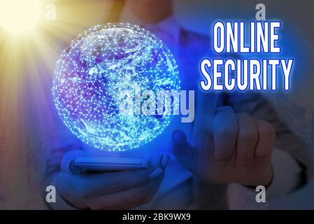 Handwriting text Online Security. Conceptual photo rules to protect against attacks over the Internet Elements of this image furnished by NASA Stock Photo