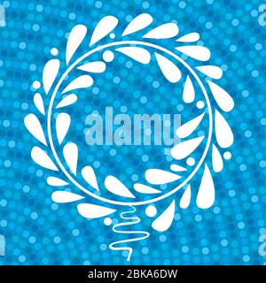 Vector illustration. Simple Christmas wreath icon over textured background. Stock Vector