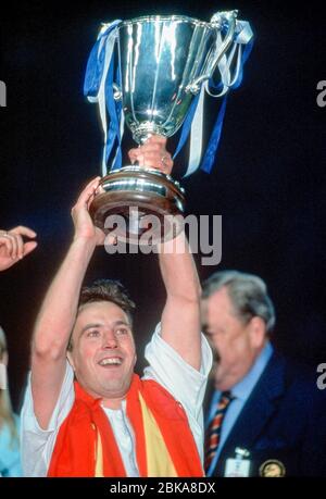 Parc des Princes Paris France 10.5.1995, Football: UEFA Cup Winners’ Cup Season 1994/95 Final, Real Zaragoza (ZAR) vs Arsenal London (ARS) 2:1 — PARDEZA (ZAR) with the cup Stock Photo