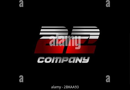 number logo 22 red grey black icon design for company and business Stock Vector