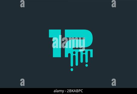 12 blue number logo icon with line design for business and company Stock Vector