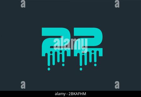 22 blue number logo icon with line design for business and company Stock Vector