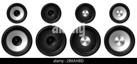 black and white different Speakers on a white background Stock Photo