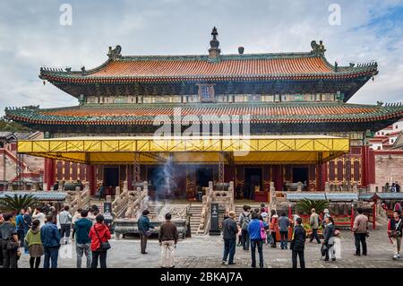 Chengde / China - October 3, 2014: Temple of Universal Peace, Puning Si, one of the Eight Outer Temples of Chengde in Chengde Mountain Resort, summer Stock Photo