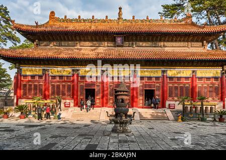 Chengde / China - October 3, 2014: Pule Temple, Temple of Universal Joy, one of the Eight Outer Temples of Chengde in Chengde Mountain Resort, summer Stock Photo