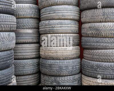 Used Car Tires Stacked In Piles At Tire Fitting Service Wheels For Repair Shop Car Service Concept Stock Photo Alamy