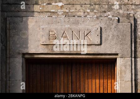 Bank sign - Scotland, UK Stock Photo