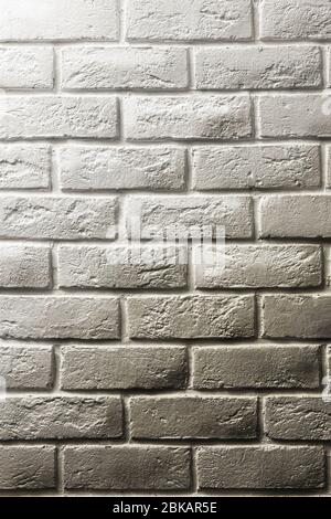 White brick wall, shadow and gradients, volume, from white to gray. Texture background for design and layouts. Stock Photo