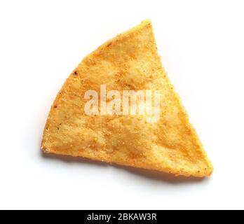 corn chips nachos isolated on white background, top view Stock Photo