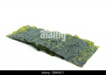 Roasted seaweed sheets isolated on white background. Stock Photo