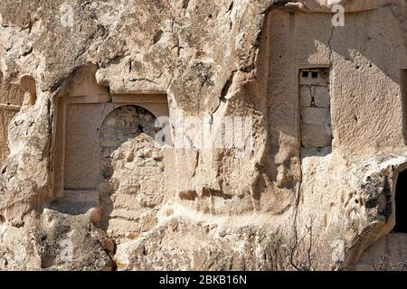 Ancient cave dwellings in Cappadocia, Turkey Stock Photo