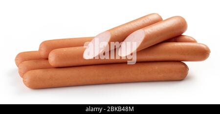 fresh boiled sausages isolated on white background Stock Photo