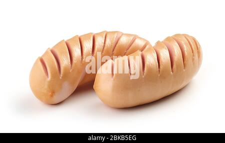 roasted pork sausages isolated on white background Stock Photo