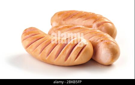grilled pork sausages isolated on white background Stock Photo