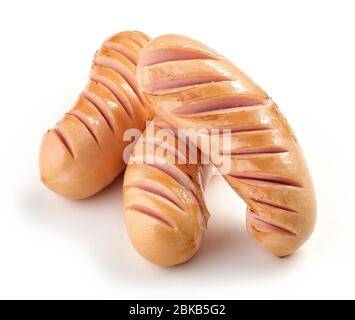 grilled pork sausages isolated on white background Stock Photo