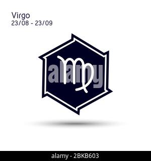 Virgo zodiac sign in a six pointed star with sharp edges. Icon flat design. Astrology symbol isolated on white background. Vector 6 point star. Stock Vector