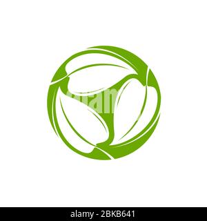 Green leaves logo. Natural or organic symbol vector illustration Stock Vector
