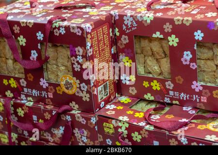 Macau (Macao SAR) / China - July 26, 2015: Delicious Macau almond pastry from the famous Koi Kei bakery in Macau, China, popular Macau snacks and souv Stock Photo