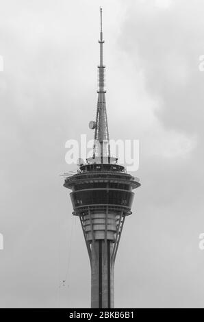 Macau Tower Convention and Entertainment Centre in Se, Macau, China. It's 338 meters tall observation, entertainment, telecommunications and broadcast Stock Photo