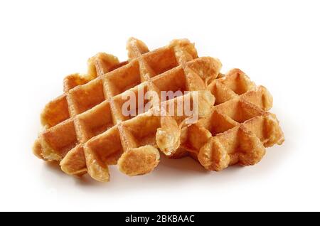 freshly baked belgian waffles isolated on white background Stock Photo
