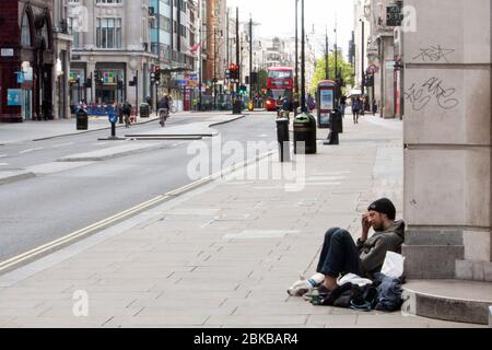 Empty Streets of Oxford Street during the 2020 covid-19 pandemic in London. Stock Photo
