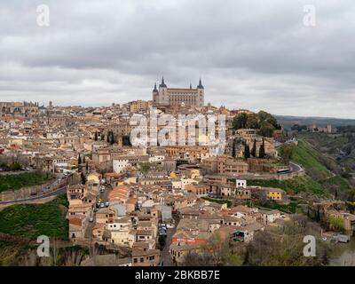 Alcázar of Toledo on top of the skyline of Toledo, Spain, Europe Stock Photo