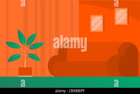 Home room with a sofa. Stock Vector