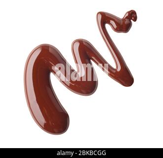 melted chocolate isolated on white background, top view Stock Photo