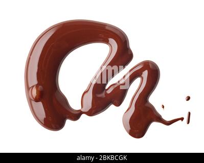 melted chocolate isolated on white background, top view Stock Photo