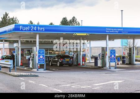 Tesco Extra 24 hours fuel filling station, Irvine, Scotland, UK Stock Photo