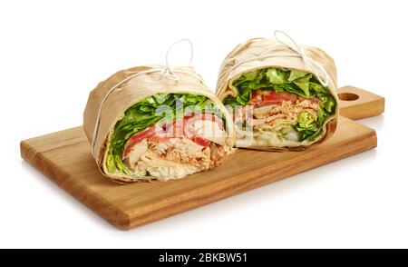 chicken wrap sandwich isolated on white background Stock Photo