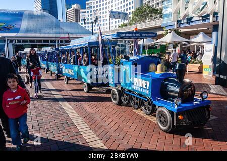 Sydney, Australia - July 3, 2011: Toy train, a popular tourist attraction in the Darling Harbor Area Stock Photo