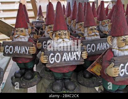 Go Away Xmas gnomes, garden centre