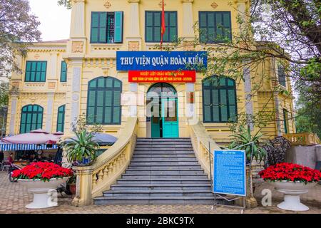 Building in French colonial style, Hang Trong Flower Garden, Hoan Kiem district, Hanoi, Vietnam Stock Photo