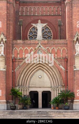 St. Ignatius Cathedral Xujiahui Cathedral, Roman Catholic church located in Xujiahui district in Shanghai, China, most famous cathedral in Shanghai an Stock Photo