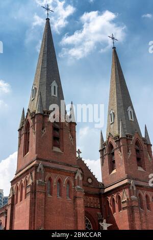 St. Ignatius Cathedral Xujiahui Cathedral, Roman Catholic church located in Xujiahui district in Shanghai, China, most famous cathedral in Shanghai an Stock Photo