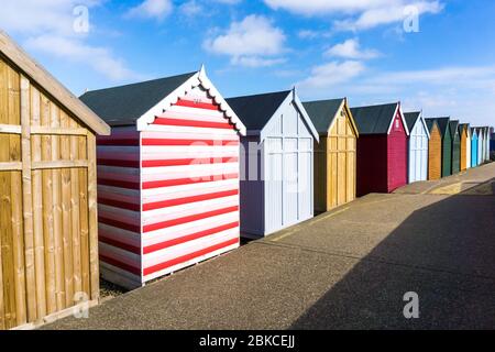 Beach huts at Herne Bay, Kent, UK Stock Photo
