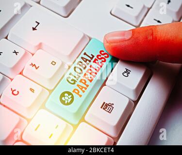 Paperless Text Handwriting text Paperless Office, Internet Concept the area in an ...