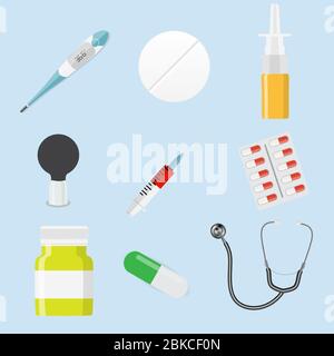 Colorful set of Health Medical Background. Vector Illustration Stock Vector