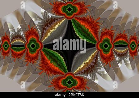 Brown, orange, green, grey and black extruded designed background Stock Photo