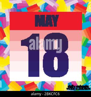 May 18 icon. For planning important day. Banner for holidays and special days. Eighteenth of May icon. Vector Illustration. Stock Vector