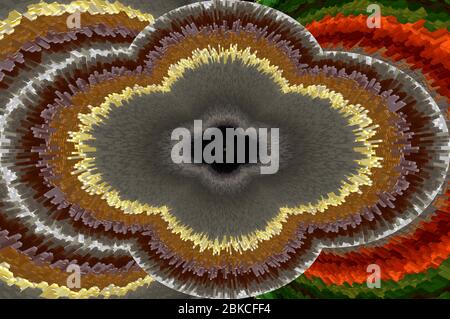 Abstract brown, orange, green and black extruded pattern, floral background Stock Photo