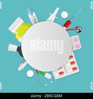 Colorful set of Health Medical Background. Vector Illustration Stock Vector